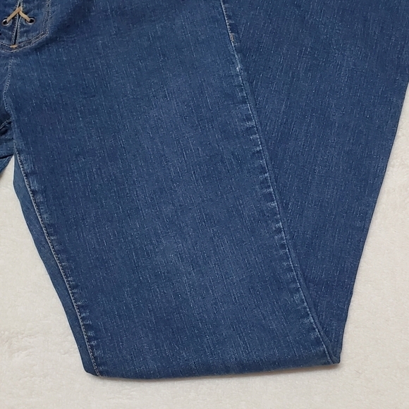 RARE Vintage 90s Tommy Hilfiger Low Rise Leather Lace-up Stretchy Boot Cut Jeans - Picture 12 of 12